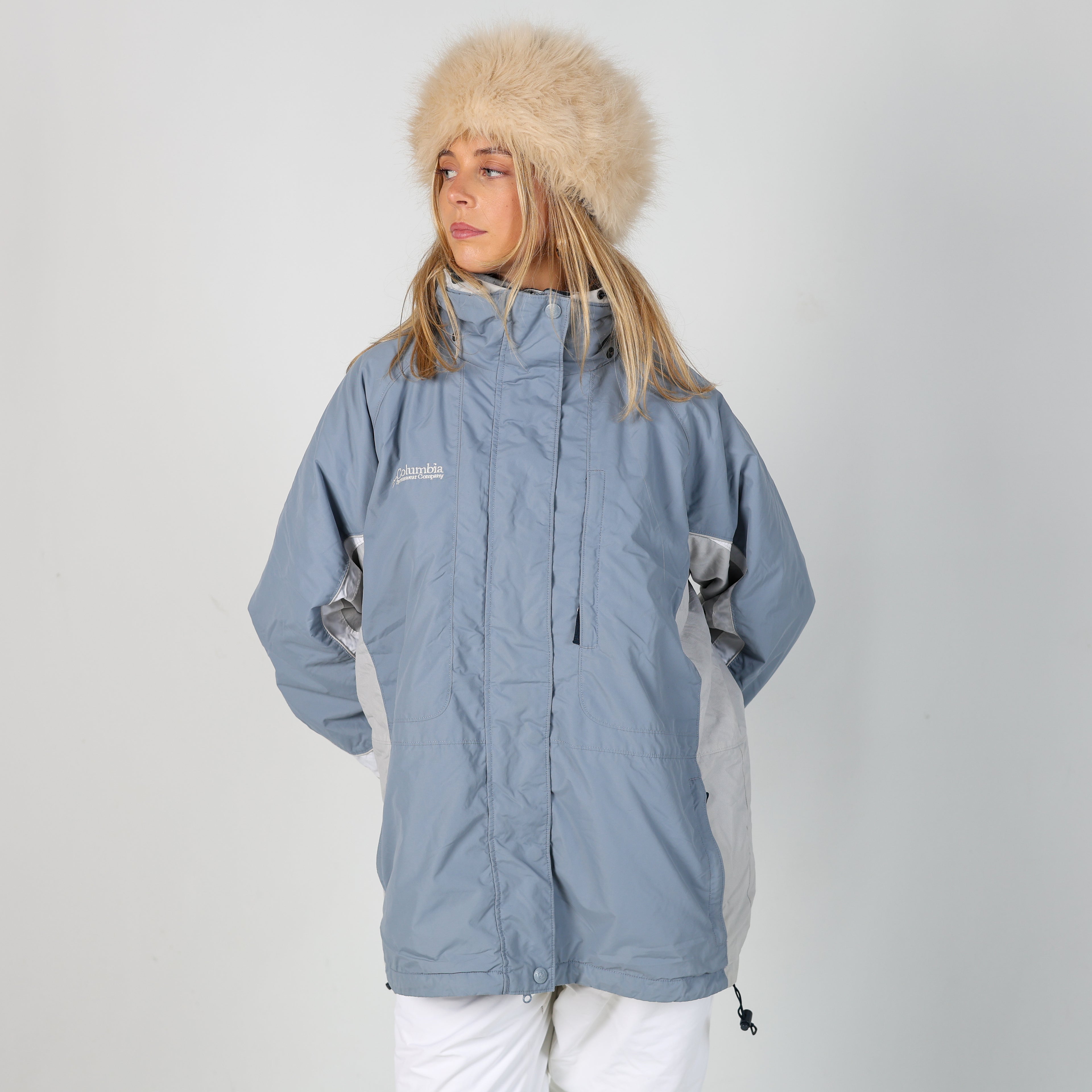 Light Blue y2ks Columbia Ski Jacket Fleece Lined (XL)