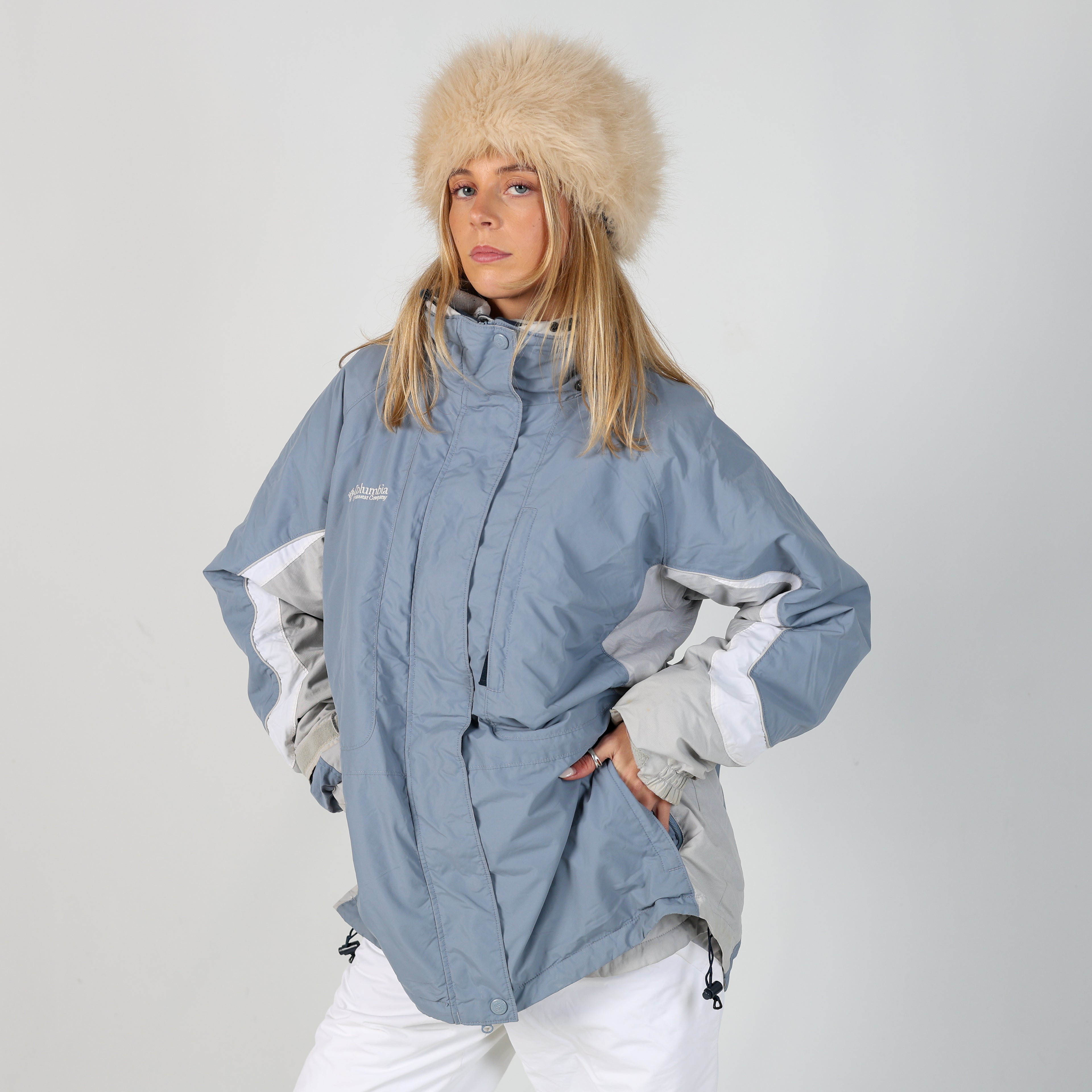 Light Blue y2ks Columbia Ski Jacket Fleece Lined (XL)
