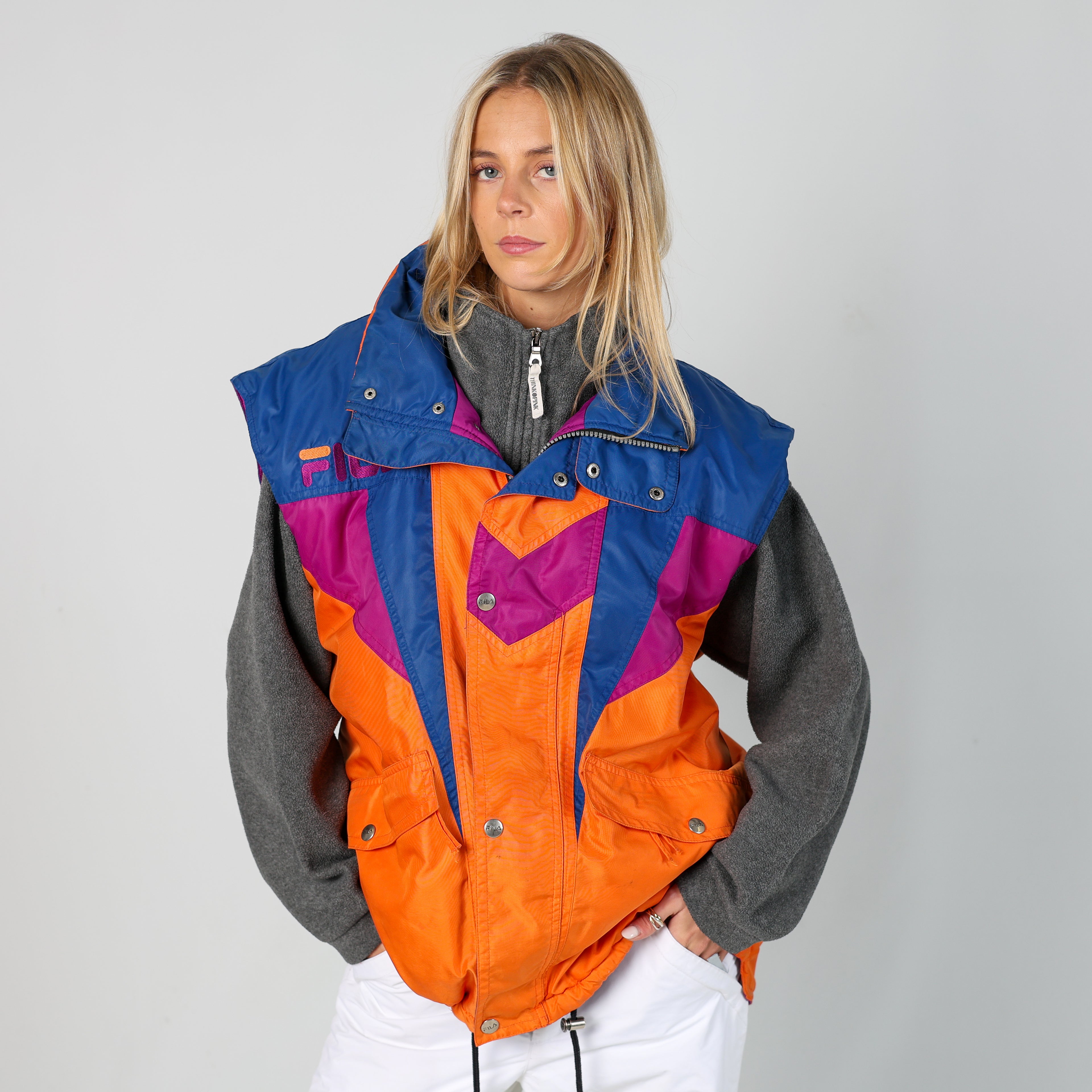 Orange 80s Fila Ski Jacket Gilet (XL)