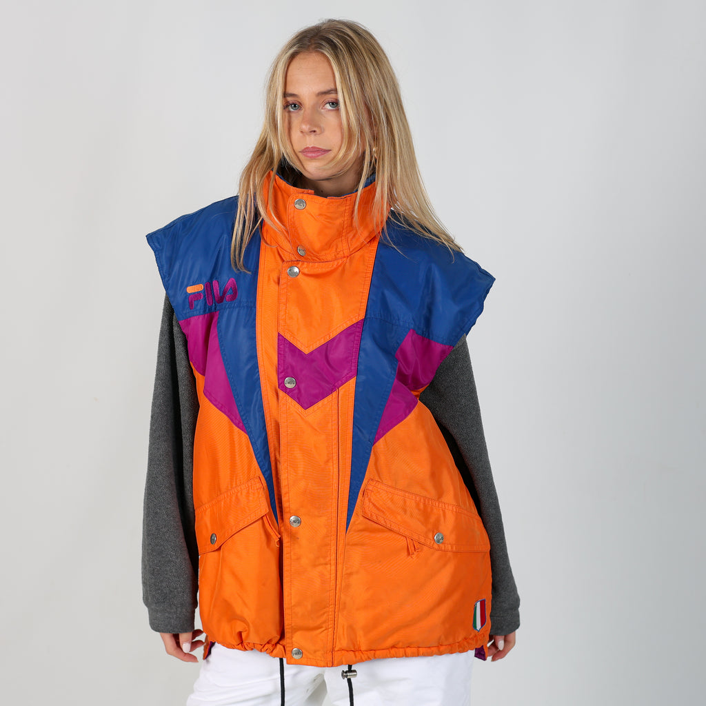 Orange 80s Fila Ski Jacket Gilet (XL)