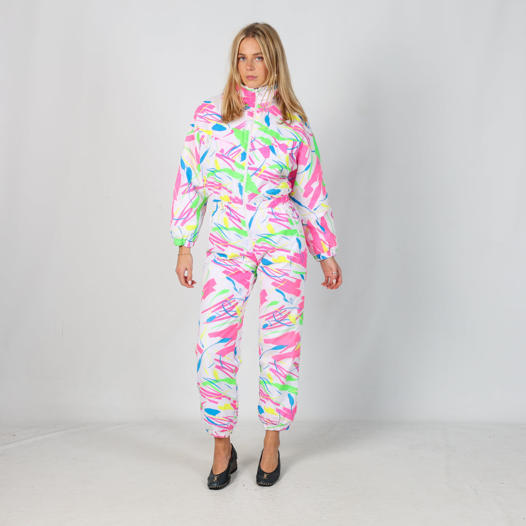 Ivory 80s Unbranded Ski Suit  (S)