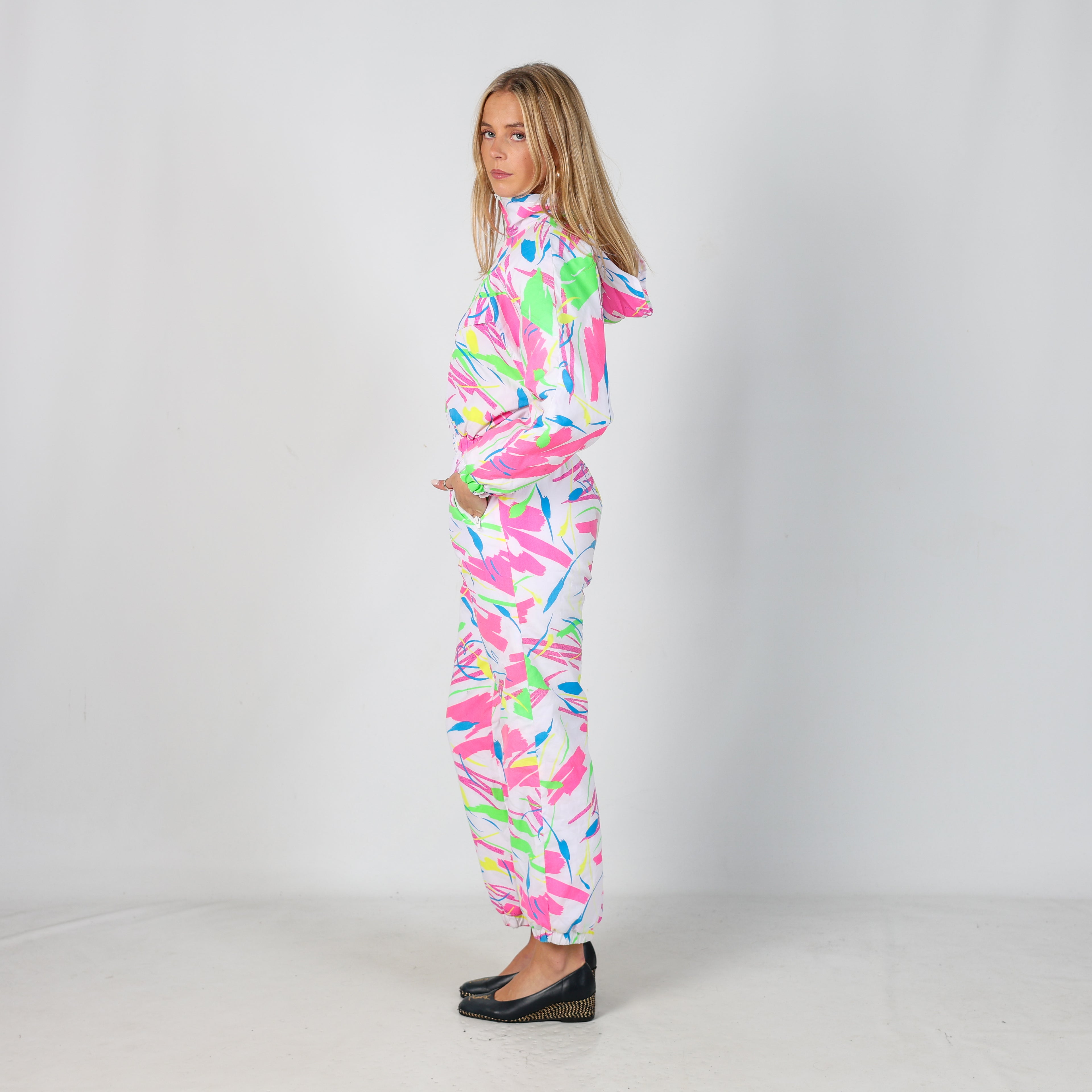 Ivory 80s Unbranded Ski Suit  (S)