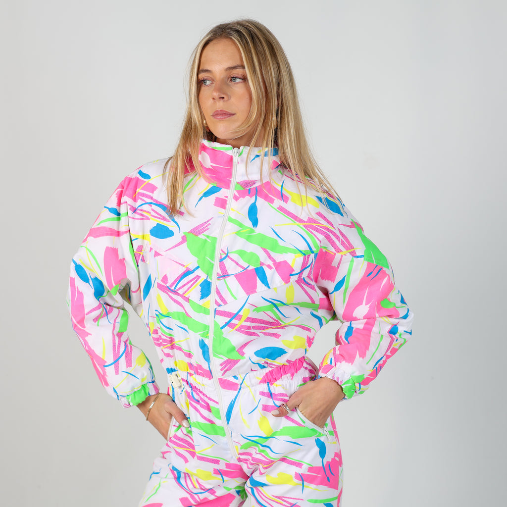 Ivory 80s Unbranded Ski Suit  (S)