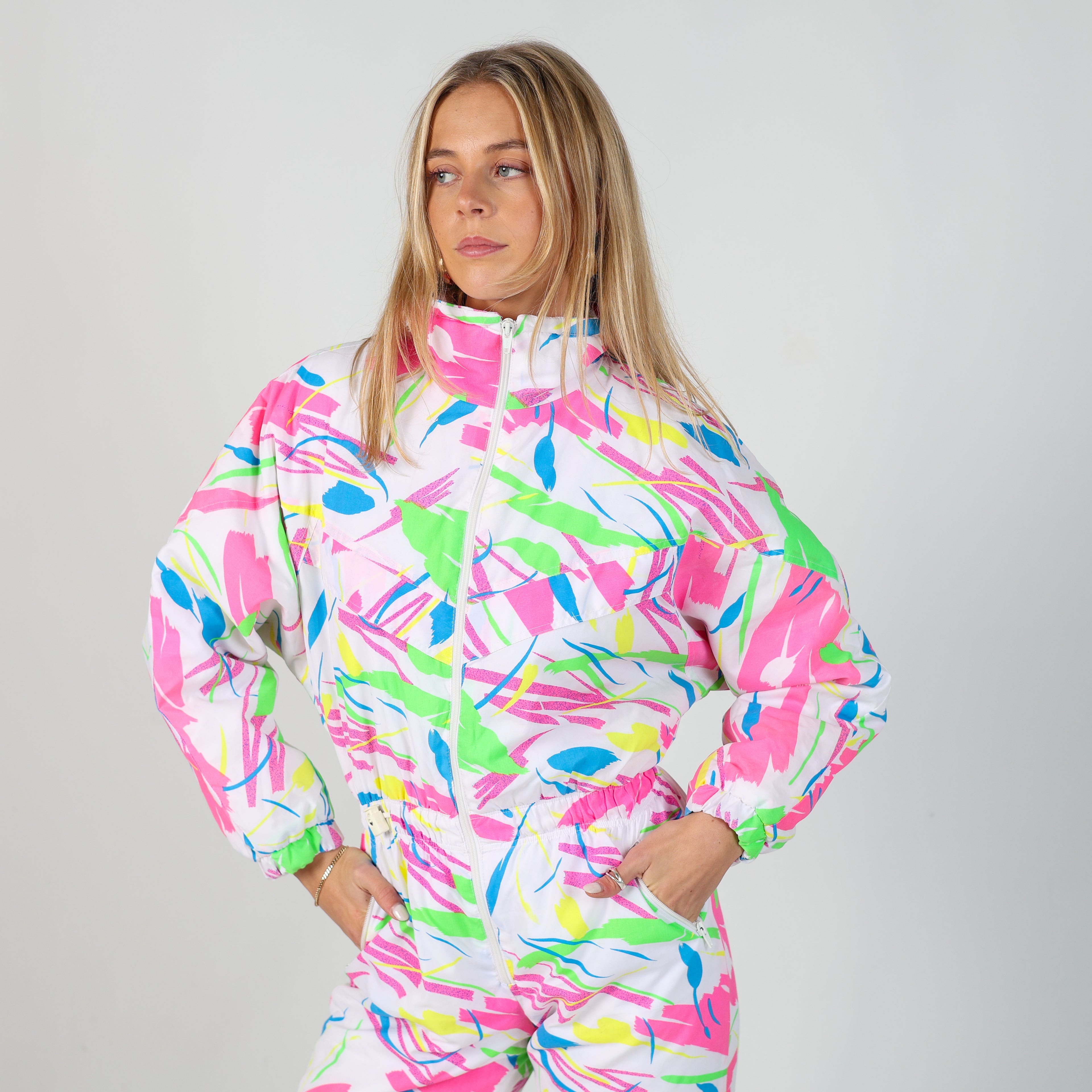 Ivory 80s Unbranded Ski Suit  (S)