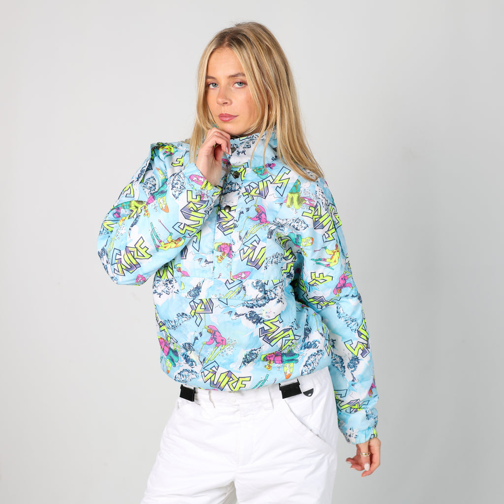 Light Blue 80s Happy Time Ski Jacket  (M)