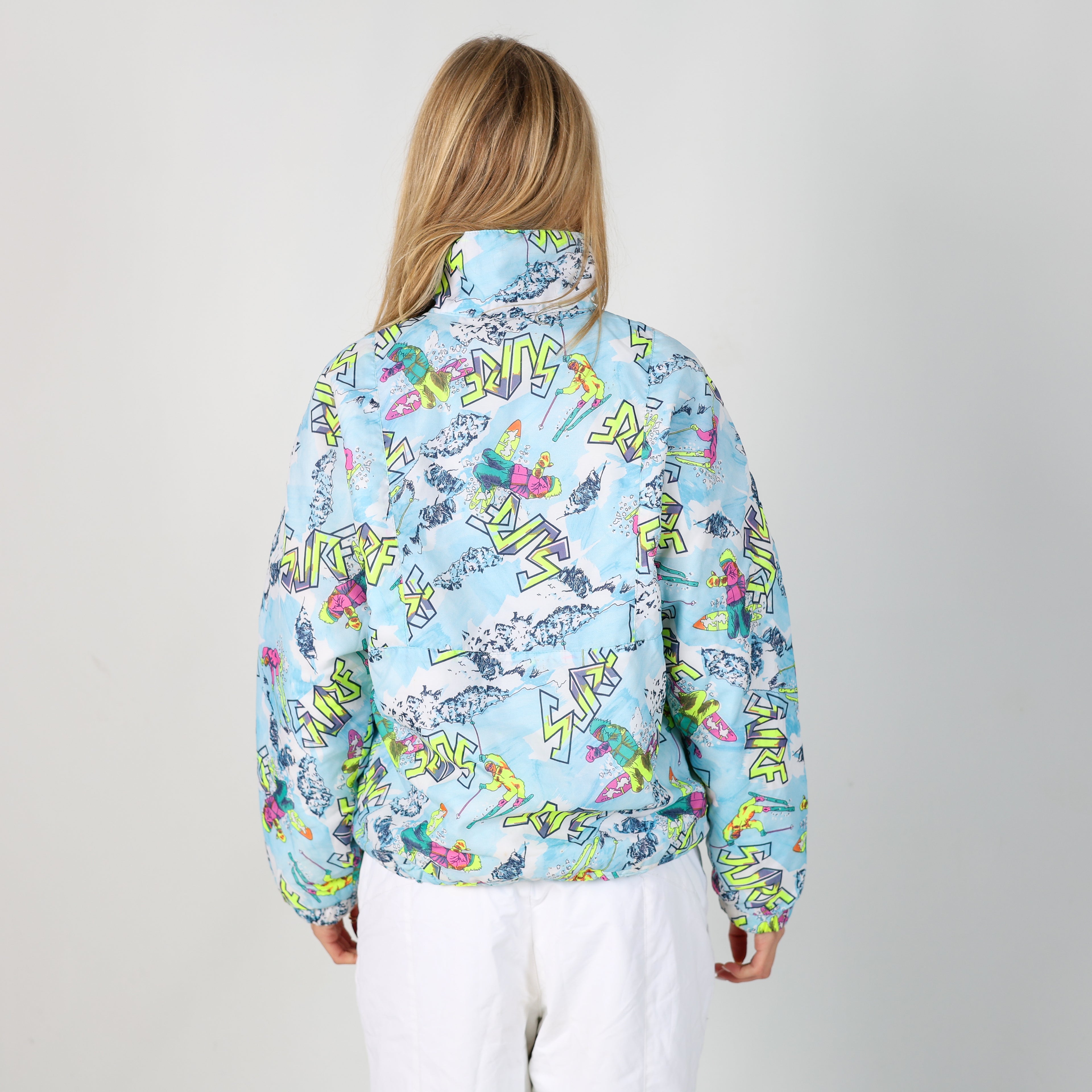 Light Blue 80s Happy Time Ski Jacket  (M)