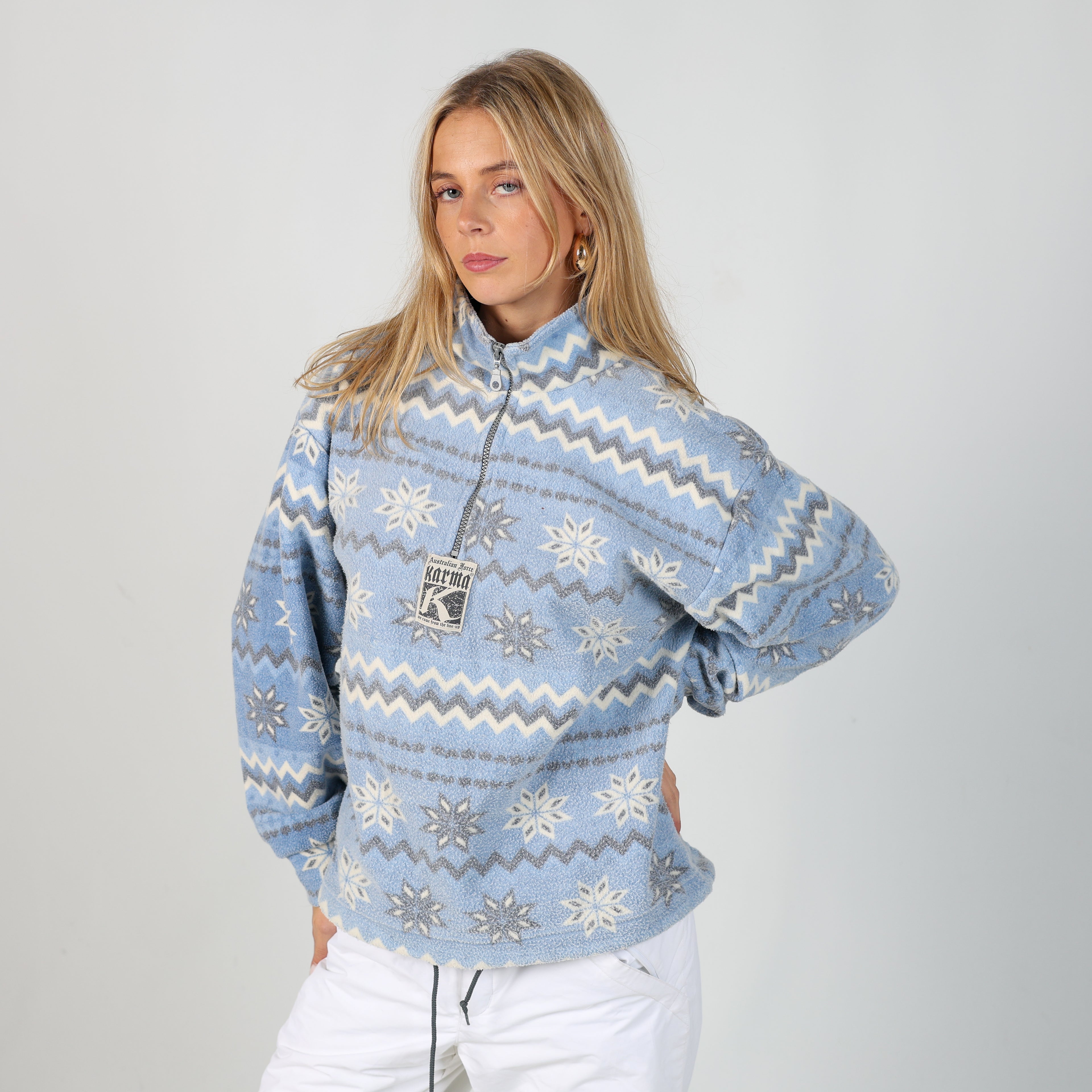 Light Blue 80s Australian Force Karma Ski Fleece  (M)